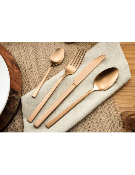 Ménagère 16 couverts de table Amefa Square en acier inoxydable 18/0 - Finition cuivre
