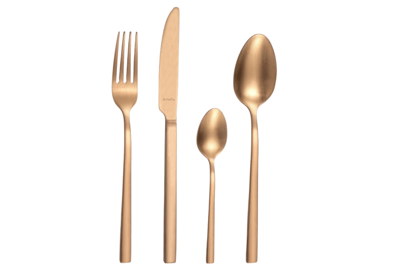 besteckset  16 Tafelbesteck Amefa Square aus Edelstahl 18/0 - Kupfer-Finish