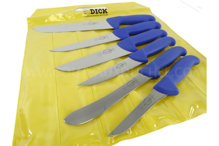 Sett med 6 DICK ERGOGRIP slakterkniver i NSF-stål