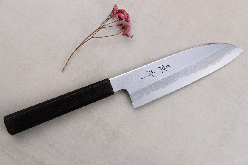 faca santoku japonesa faca santoku Kagekiyo Damascus Yoshikazu Tanaka 18cm feita à mão