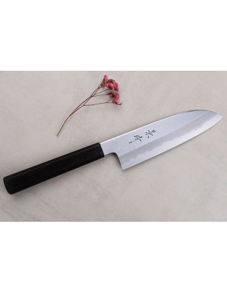 Kagekiyo Damasco Yoshikazu Tanaka 18cm Cuchillo santoku japonés hecho a mano