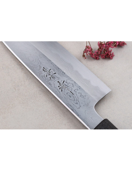Kagekiyo Damascus Yoshikazu Tanaka 18cm käsintehty japanilainen santoku veitsi
