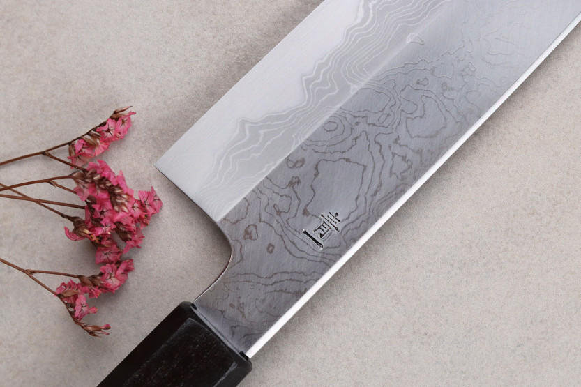 faca santoku japonesa faca santoku Kagekiyo Damascus Yoshikazu Tanaka 18cm feita à mão