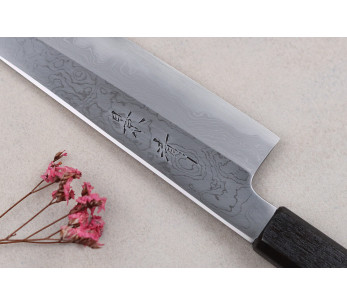 cuchillo santoku cereza artesanal japonés Kagekiyo Damas Yoshikazu Tanaka 18cm 2