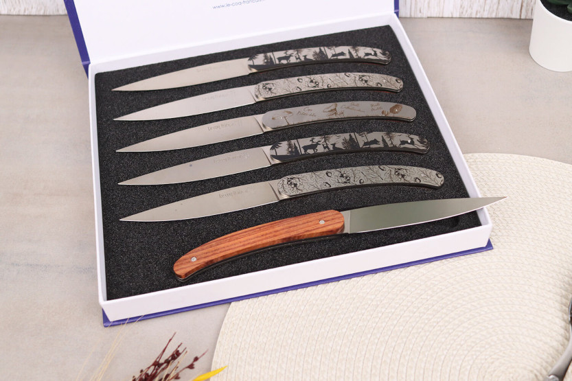 Set of 6 Le Coq Français Forêt table knives