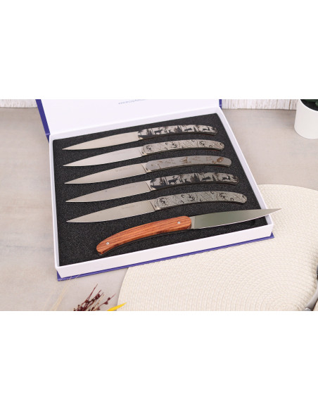 Set of 6 Le Coq Français Forêt table knives