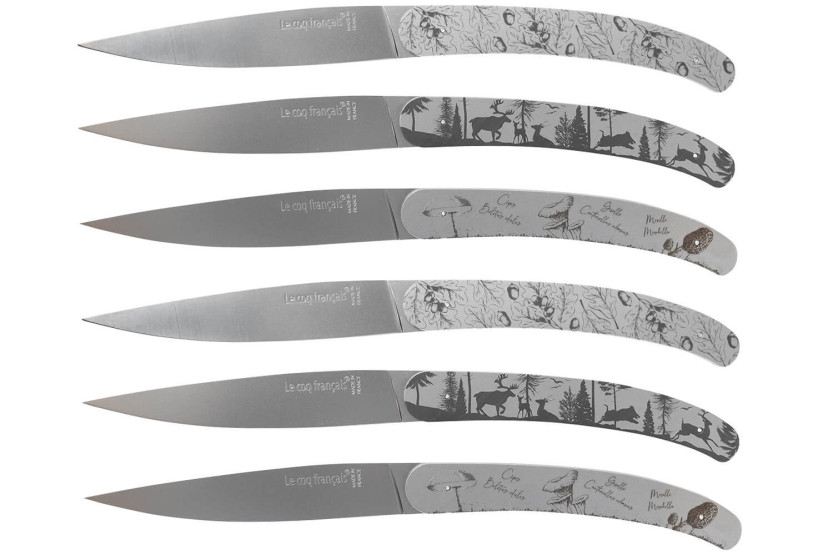 Set of 6 Le Coq Français Forêt table knives