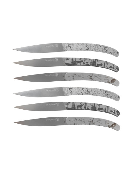 Set of 6 Le Coq Français Forêt table knives