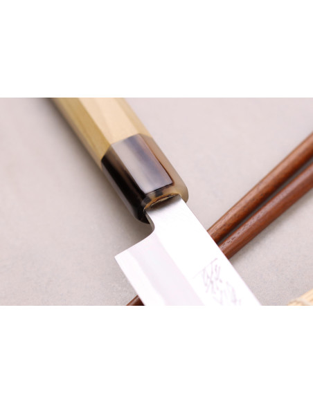 Couteau sakimaru takohiki japonais artisanal Yoshihiro Hongasumi Hvid 2 stål 27cm