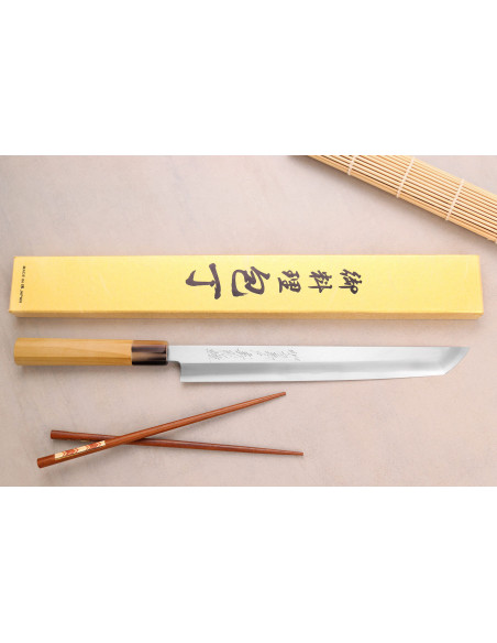 Couteau sakimaru takohiki japonais artisanal Yoshihiro Hongasumi Weiß 2 Stahl 27cm