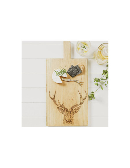 Tagliere in quercia Selbrae House 50x25x2cm con manico - motivo del cervo