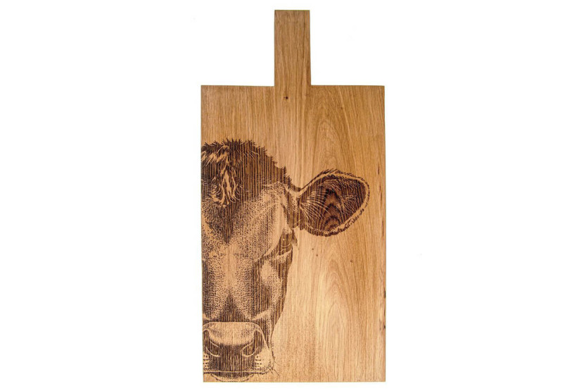 Servierbrett aus Eiche Selbrae House 50x25x2cm - Kuh-Motiv