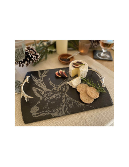 Tagliere in ardesia Selbrae House con manici 35x25 cm - Motivo cervo
