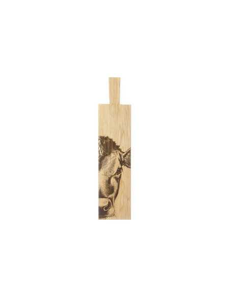 Selbrae House oak appetizer board 65x15x2cm with handle - Cow motif