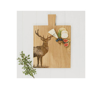 Tábua de servir em carvalho Selbrae House 35x25x2cm com pega - Motivo veado 2
