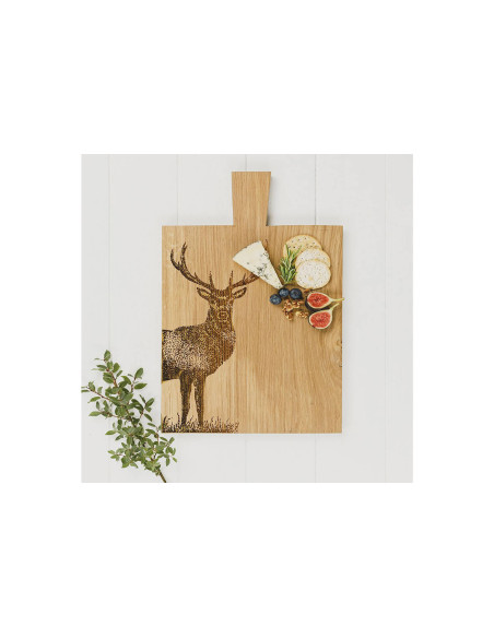 Selbrae House eiken serveerplank 35x25x2cm met handvat - Hertenmotief