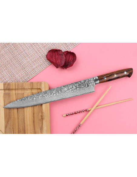 Takeshi Saji R2 Mosaico de Damasco 27cm Cuchillo japonés sujihiki