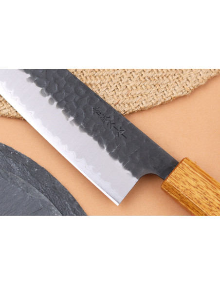 Yuzo Black AS burnt oak 17cm japans handgemaakt bunka mes