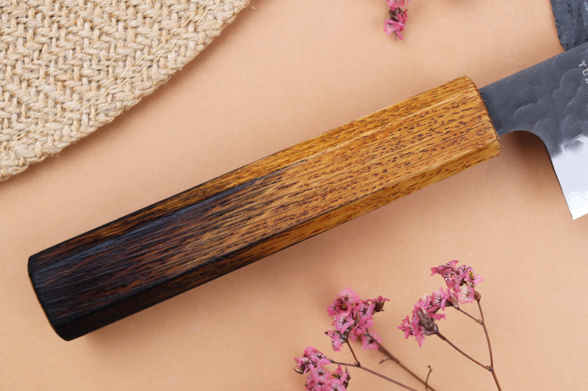 Yuzo Black AS burnt oak 17cm japans handgemaakt bunka mes