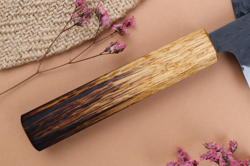 16,5cm Japanese handmade nakiri knife Yuzo Black AS burnt oak