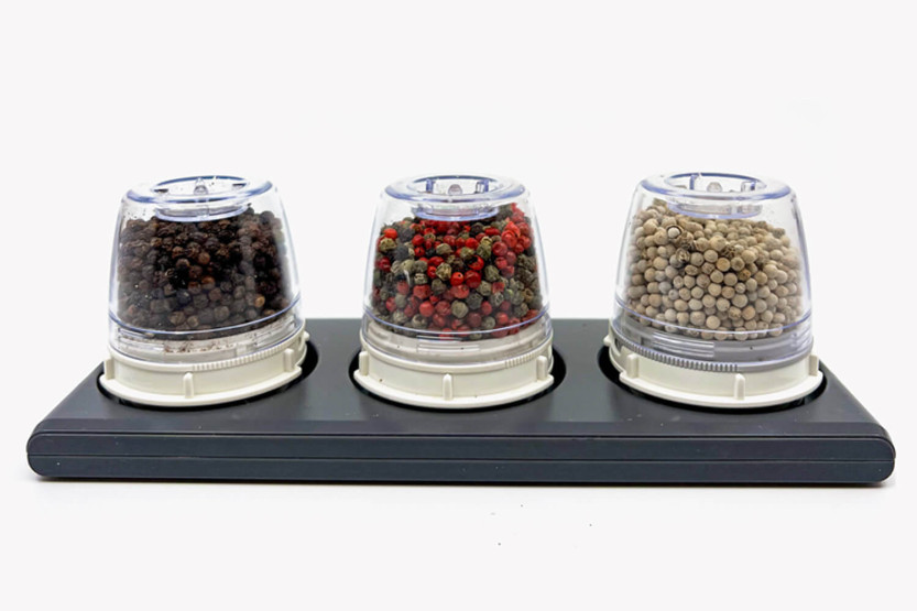 Finamill stackable rectangular tray for 3 grinding capsules