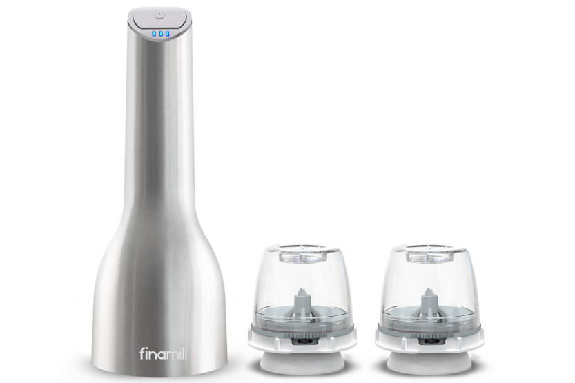 Macina spezie elettrico ricaricabile Finamill PRO Plus in acciaio inox + 2 capsule di macinazione