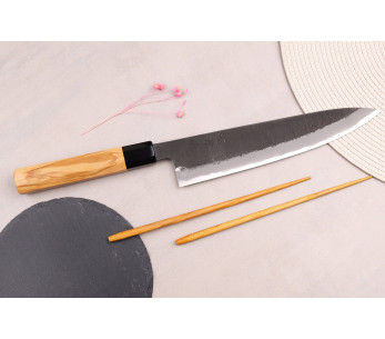 Kockkniv 24cm Hinoura Mutsumi Ajikataya Svart Nashiji japansk handgjord 2