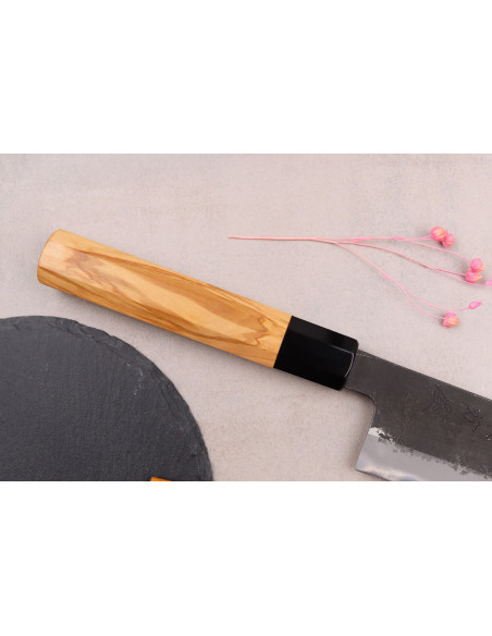 Kokkens kniv 24cm Hinoura Mutsumi Ajikataya Svart Nashiji japansk håndlaget