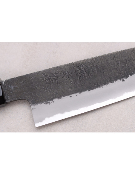 Couteau universel 15cm Japonese artisanal Hinoura Mutsumi Ajikataya Black Nashiji