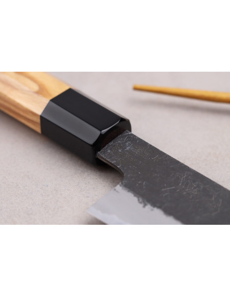 Couteau universel 15cm Japonese artisanal Hinoura Mutsumi Ajikataya Musta Nashiji