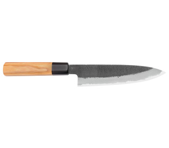 Couteau universal 15cm Japonese artisanal Hinoura Mutsumi Ajikataya Svart Nashiji