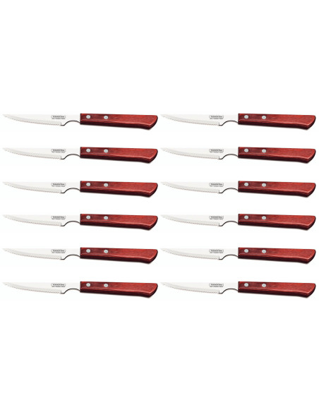 Tramontina Steakmesserset 12 tlg. mit Wellenschliff 10cm roter Griff