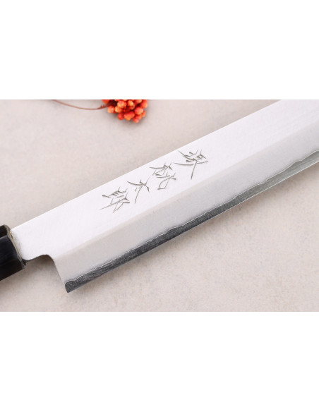 Momotaro Ginsan 24cm sujihiki kiritsuke japansk handgjord kniv magnolia handtag