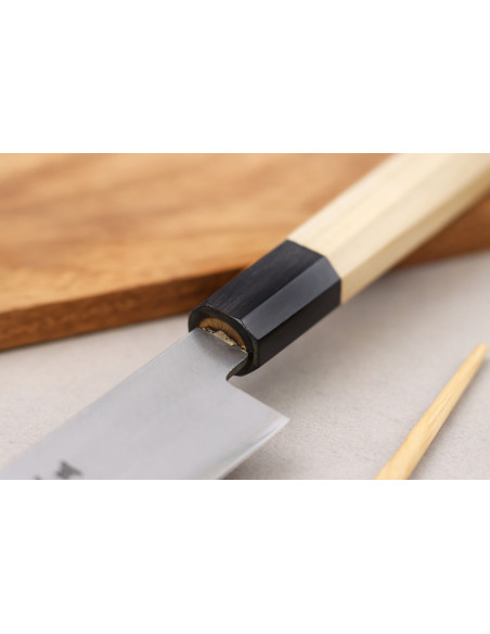 Momotaro Ginsan 24cm sujihiki kiritsuke cuchillo japonés hecho a mano mango de magnolia