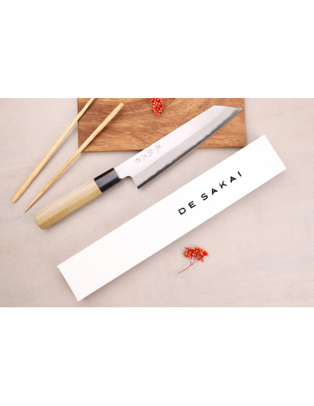 Momotaro Ginsan 21cm ambachtelijk Japans kiritsuke koksmes magnolia handgreep