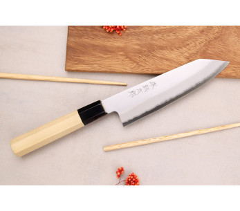 Momotaro Ginsan 18 cm santokukniv kiritsuke japansk håndlaget santokukniv magnoliahåndtak 2