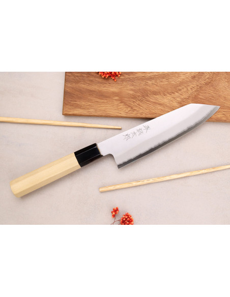 Momotaro Ginsan 18cm Cuchillo santoku kiritsuke Cuchillo santoku japonés hecho a mano mango de magnolia