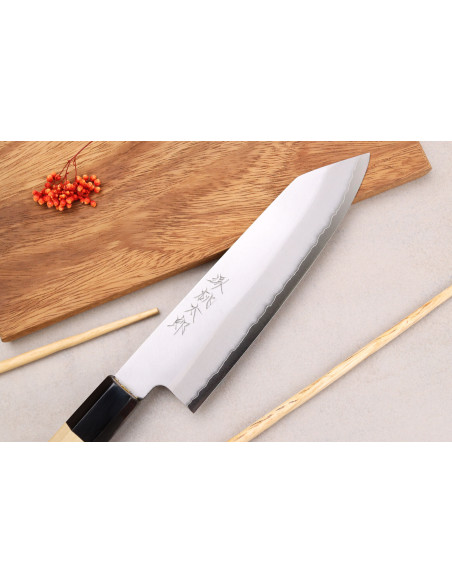 Momotaro Ginsan 18cm santoku veitsi kiritsuke japanilainen käsintehty santoku veitsi magnolia kahva