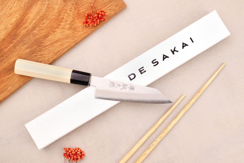 Faca universal japonesa kiritsuke Faca universal Momotaro Ginsan 12cm feita à mão com cabo de magnólia