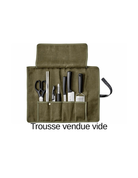 Tom trekantet kokketaske i khaki voksdug 45 x 35,5 cm
