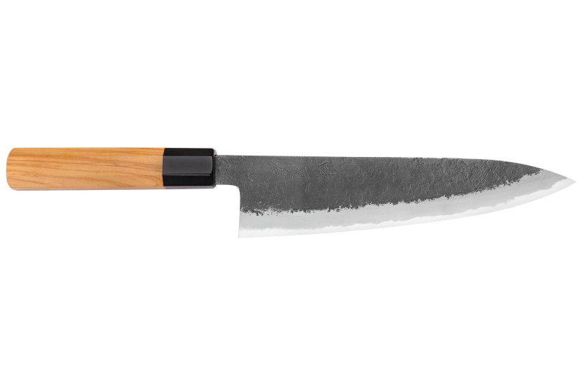 21 cm Hinoura Mutsumi Ajikataya Nero Nashiji Coltello da cuoco giapponese fatto a mano