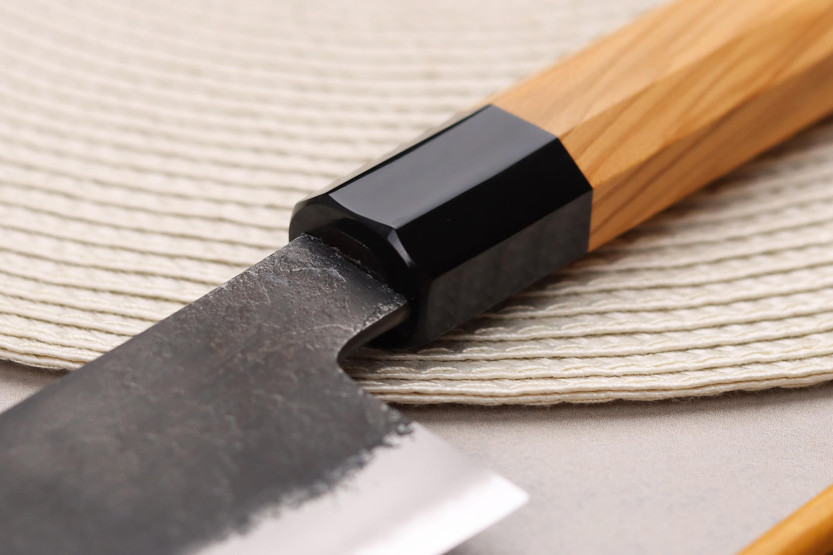 21cm Hinoura Mutsumi Ajikataya Black Nashiji Japanese handmade chef ' s knife