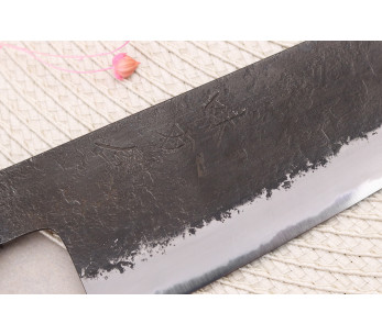 21 cm Hinoura Mutsumi Ajikataya Black Nashiji japansk håndlaget kokkekniv 2