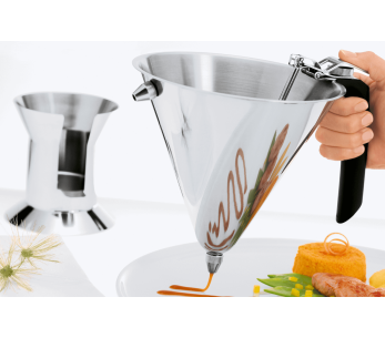 Funil para pastelaria e molhos em aço inoxidável Rosle com 19 cm de diâmetro e base 2