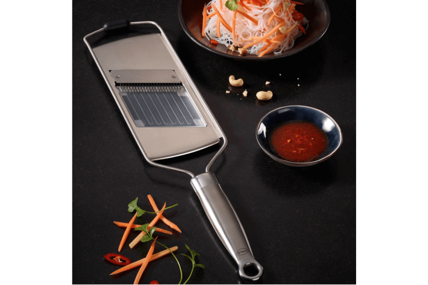mandolina de cocina Rösle de acero inoxidable 18/10 + 3 insertos