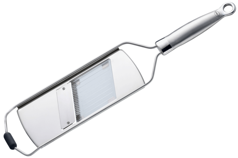 mandolina de cocina Rösle de acero inoxidable 18/10 + 3 insertos