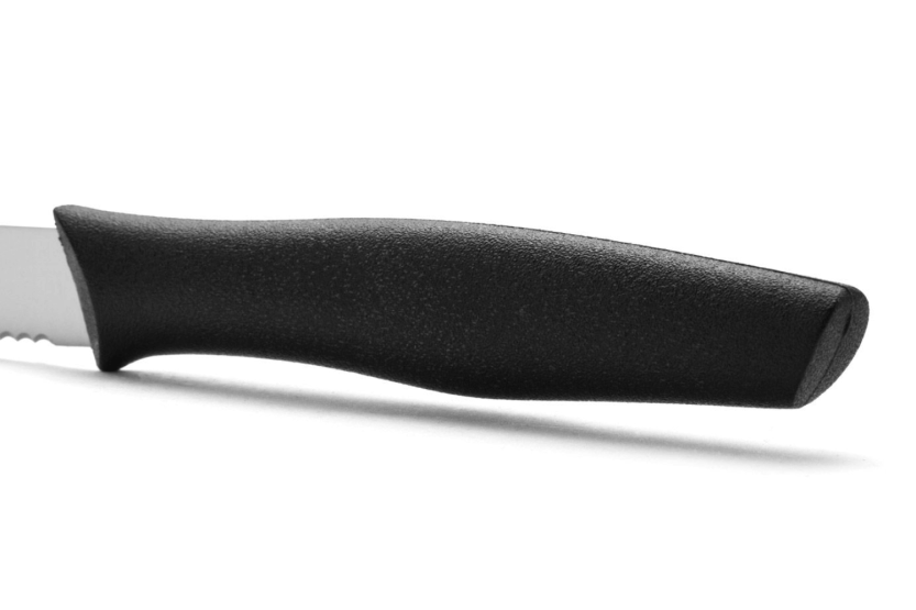 Arcos Nova-skærekniv Nitrum-stål savtakket blad sort håndtag 10 cm