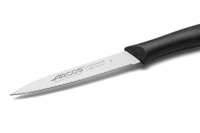 Arcos Nova-skærekniv Nitrum-stål savtakket blad sort håndtag 10 cm
