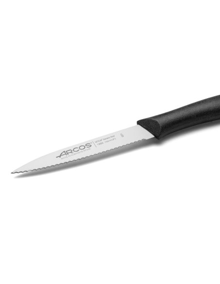 Arcos Nova-skærekniv Nitrum-stål savtakket blad sort håndtag 10 cm