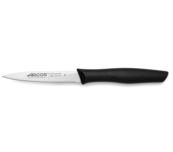 Arcos Nova schilmes Nitrum staal gekarteld lemmet zwart handvat 10cm